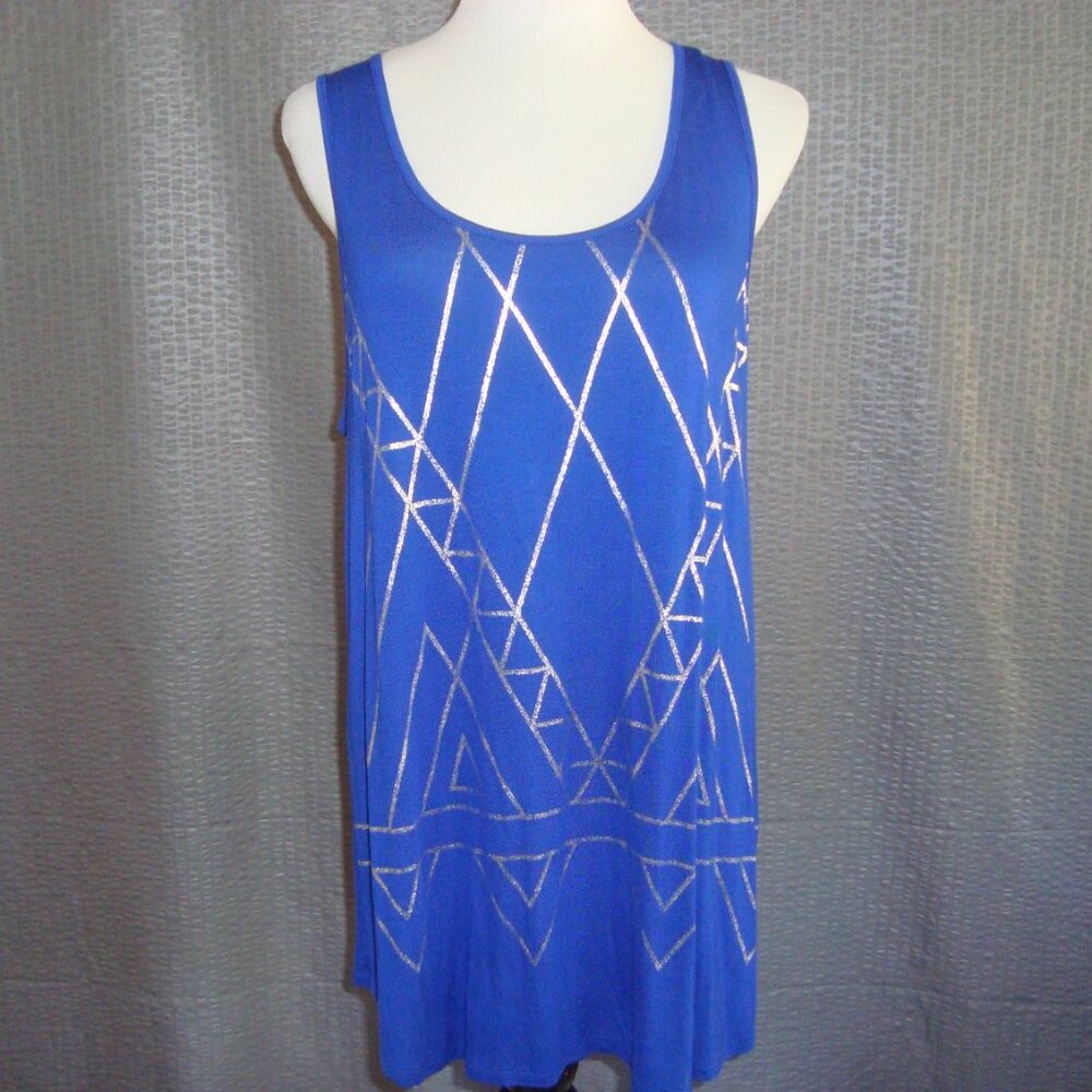 NWT Apt. 9 Blue Silver Sleeveless Top Strappy Back sz M